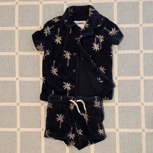 Old Navy Terry Palm Tree Shirt and Shorts Set
